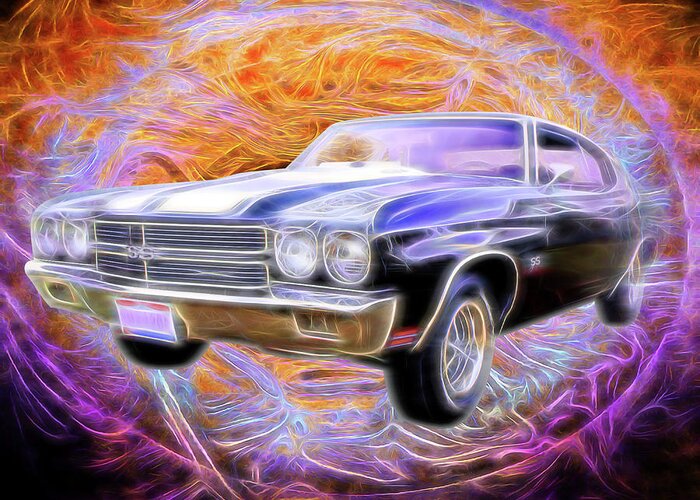 1970 Ss Black Greeting Card featuring the digital art 1970 Super Sport by Rick Wicker