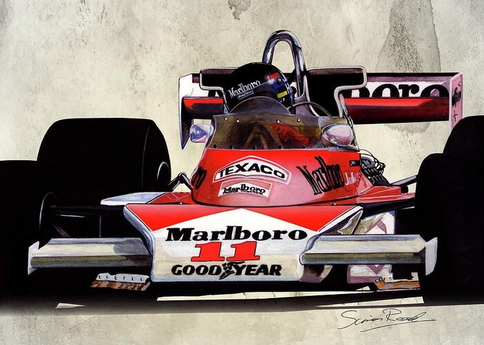 Art Greeting Card featuring the painting 1976 McLaren M23 by Simon Read