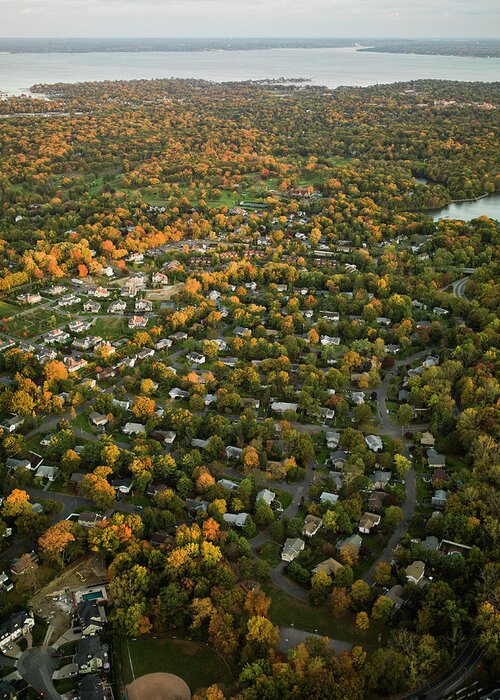 Scenics Greeting Card featuring the photograph Aerial Photography Of Suburbs, Ny #2 by Michael H