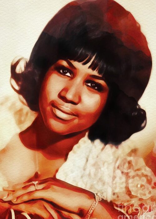 Aretha Greeting Card featuring the painting Aretha Franklin, Music Legend #2 by Esoterica Art Agency