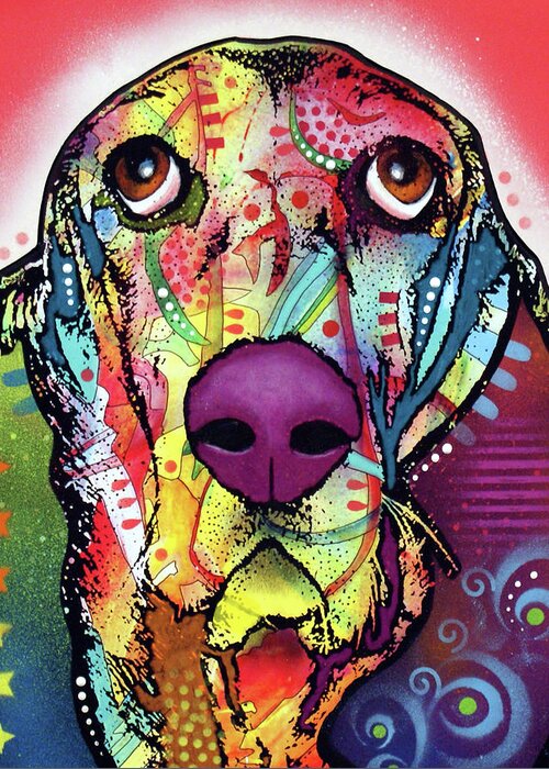 Basset Greeting Card featuring the mixed media Basset by Dean Russo