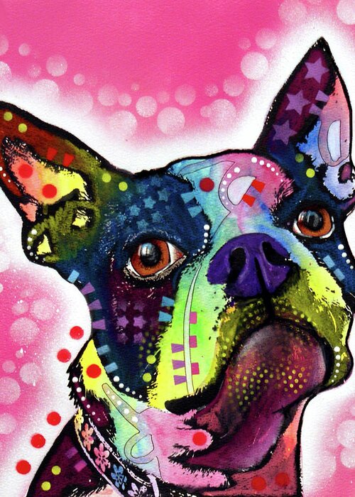 Boston Terrier Greeting Card featuring the mixed media Boston Terrier #2 by Dean Russo