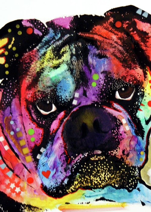 Bulldog Greeting Card featuring the mixed media Bulldog #2 by Dean Russo