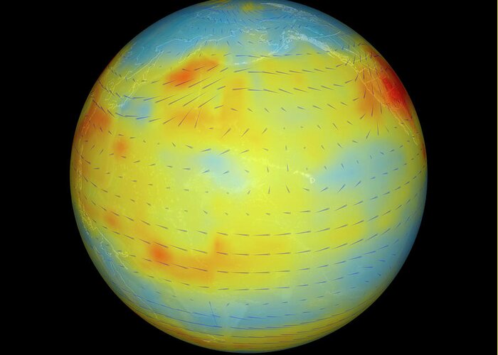 Earth Science Greeting Card featuring the photograph Carbon Dioxide Levels #2 by Nasa/goddard Svs/jpl/science Photo Library