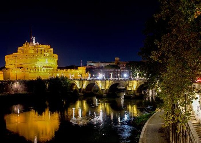 Italy Greeting Card featuring the photograph Castel Sant Angelo by night #2 by Robert Grac