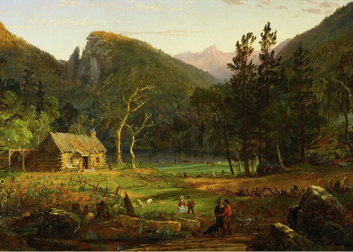 Eagle Cliff Greeting Card featuring the painting Eagle Cliff, Franconia Notch, New Hampshire #2 by Jasper Francis Cropsey