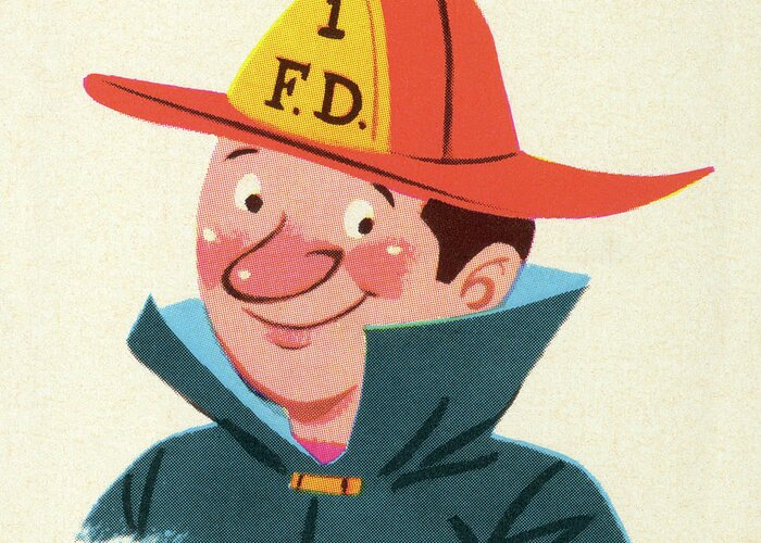 Accessories Greeting Card featuring the drawing Firefighter #2 by CSA Images