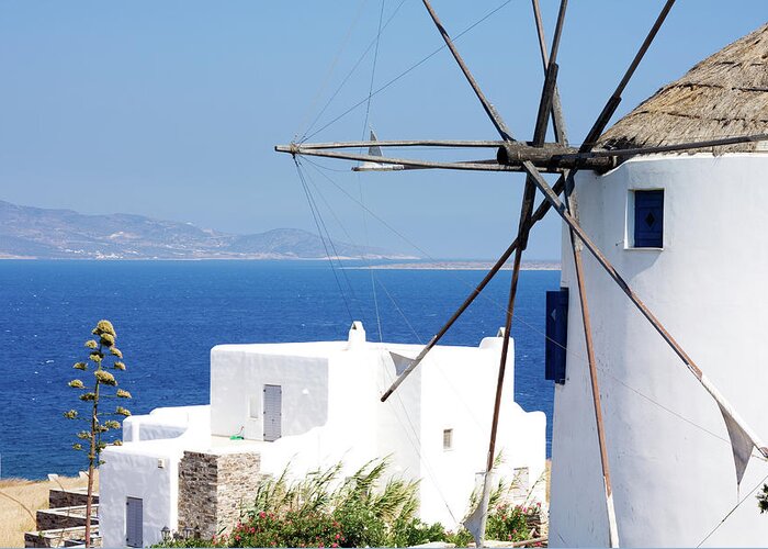 Wind Greeting Card featuring the photograph Greek Windmill #2 by Photovideostock