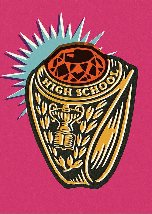Accessories Greeting Card featuring the drawing High School Class Ring #2 by CSA Images