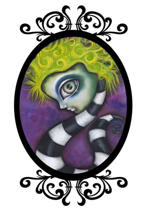 Beetlejuice Greeting Card featuring the painting Beetlejuice by Abril Andrade