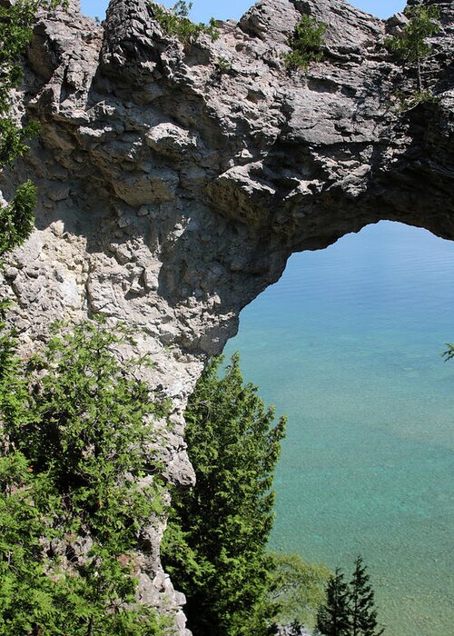 Lake Huron Greeting Card featuring the photograph Limestone Formation (arch Rock) On Mackinac Island #2 by Cavan Images