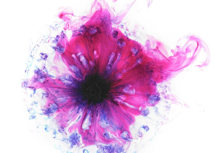 White Background Greeting Card featuring the photograph Liquid Color In Water #2 by Sunny