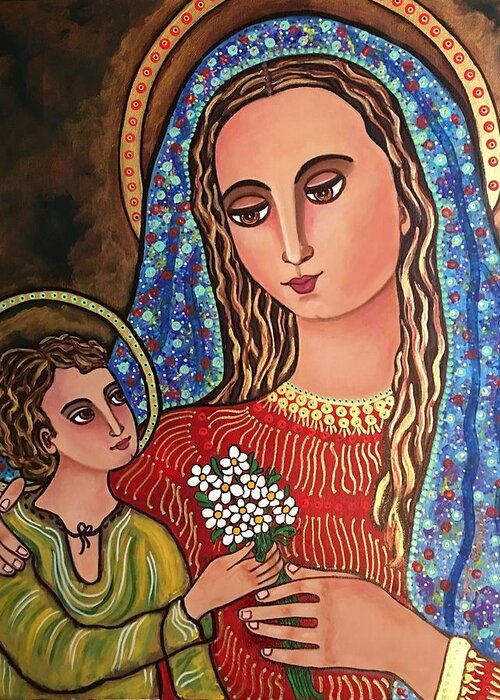 Mary Greeting Card featuring the painting Madonna and Child Jesus #2 by Susie Grossman