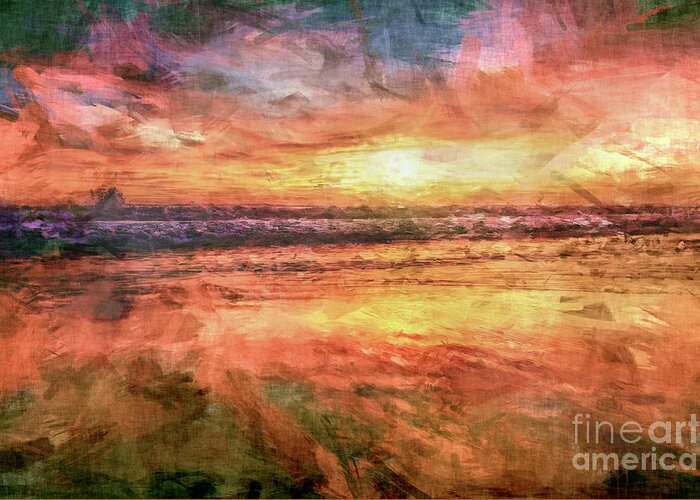 Sandy Beach Greeting Card featuring the digital art Ocean Sunrise by Phil Perkins