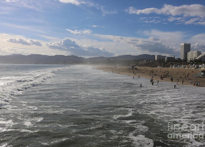 Beach Greeting Card featuring the photograph Santa Monica Beach, Santa Monica, California #2 by John Shiron