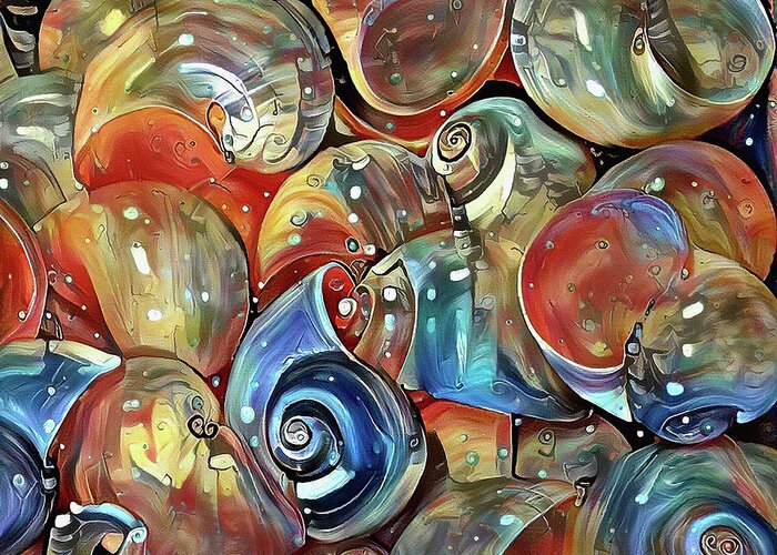 Abalone Greeting Card featuring the digital art Seashell colorful pattern #2 by Bruce Rolff
