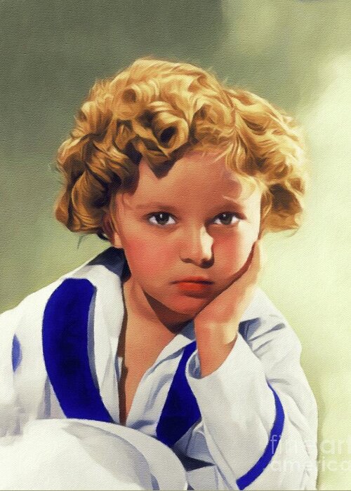 Shirley Greeting Card featuring the painting Shirley Temple, Vintage Actress #2 by Esoterica Art Agency