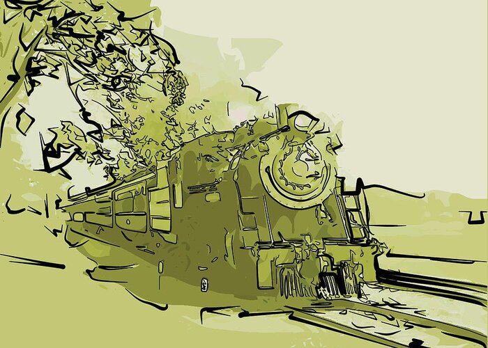 Steam Locomotive Greeting Card featuring the mixed media Steam Locomotive by Christopher Reed