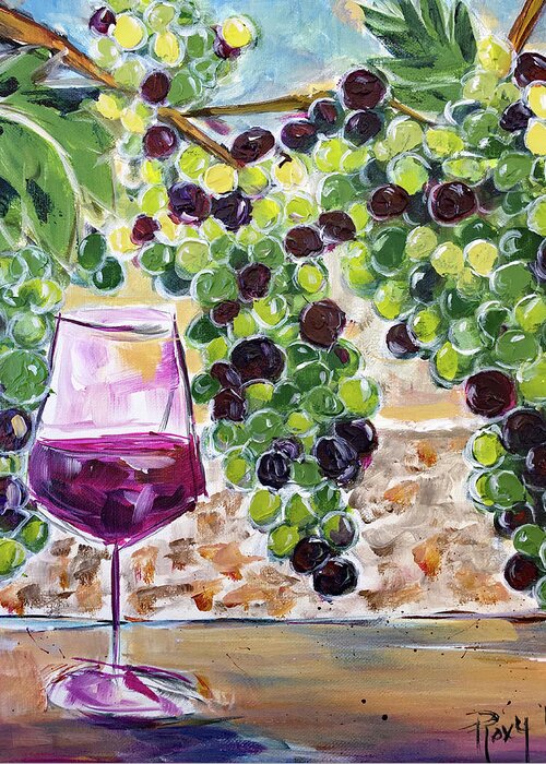 Wine Greeting Card featuring the painting Summer Grapes by Roxy Rich