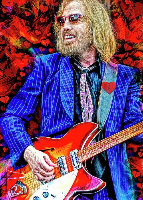 Tom Petty Greeting Card featuring the mixed media Tom Petty and the Heartbreakers #2 by Mal Bray