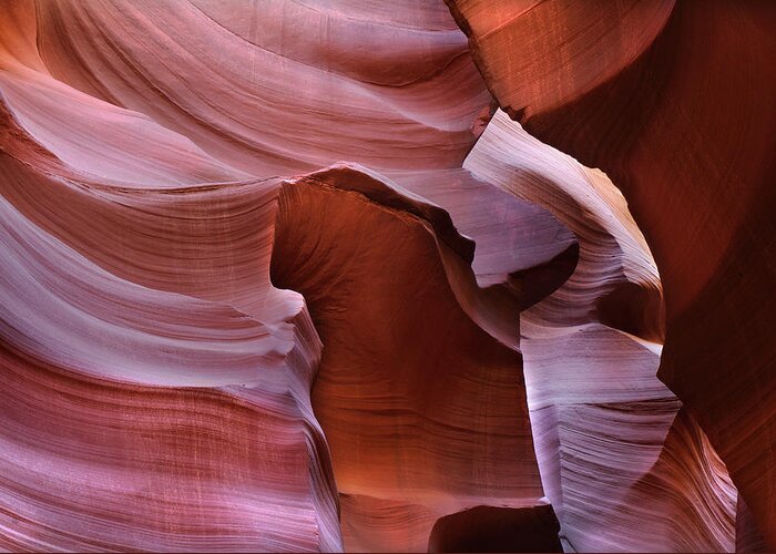 Antelope Canyon Greeting Card featuring the photograph Abstract Sandstone Sculptured Canyon #21 by Mitch Diamond