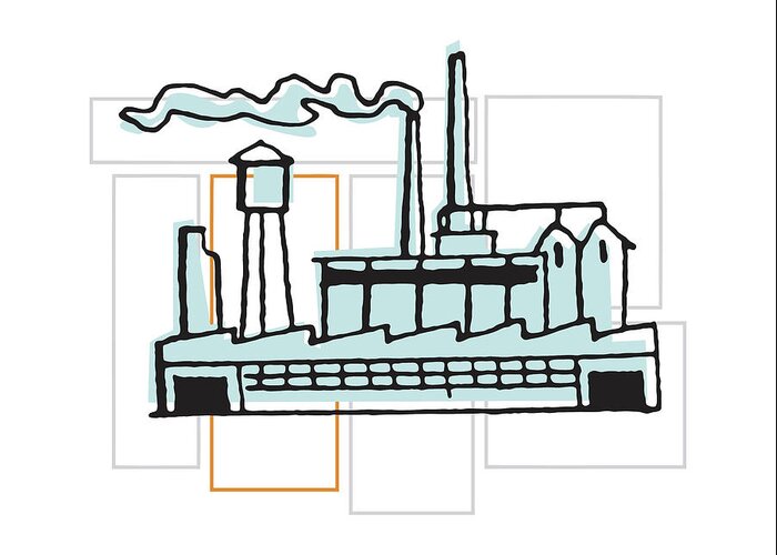 Air Quality Greeting Card featuring the drawing Factory #22 by CSA Images