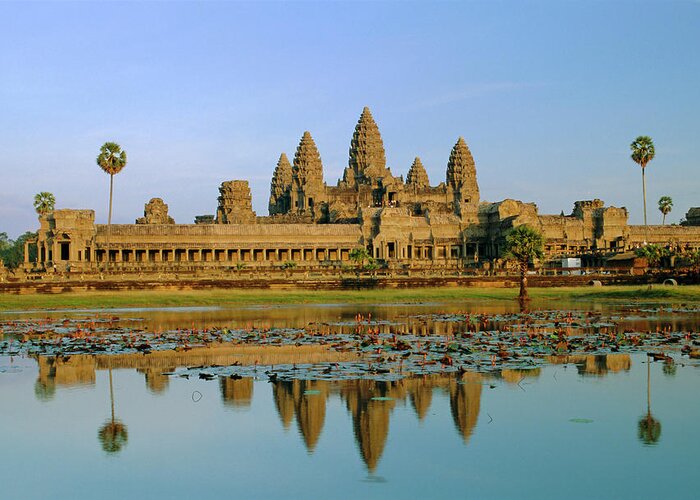 The Temple Of Angkor Wat Greeting Card featuring the photograph 252-4804 by Robert Harding Picture Library