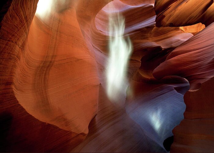 Antelope Canyon Greeting Card featuring the photograph Abstract Sandstone Sculptured Canyon #27 by Mitch Diamond