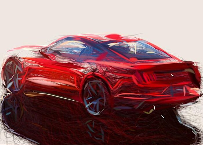 Ford Greeting Card featuring the digital art Ford Mustang GT Draw #27 by CarsToon Concept