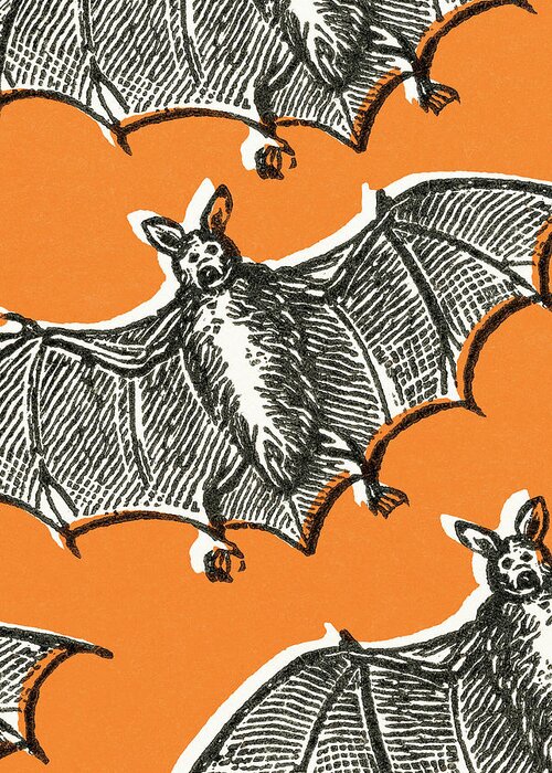 Afraid Greeting Card featuring the drawing Bats #3 by CSA Images