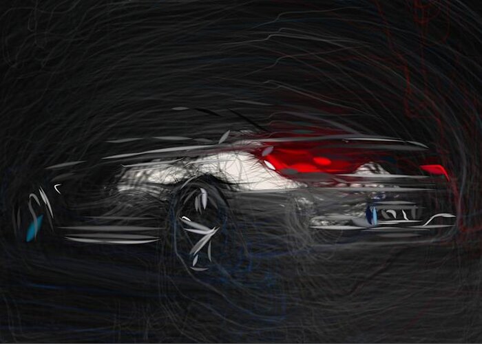 Bmw Greeting Card featuring the digital art BMW M6 Gran Coupe Drawing #4 by CarsToon Concept