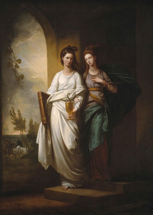 Benjamin West Greeting Card featuring the painting Fidelia and Speranza #3 by Benjamin West