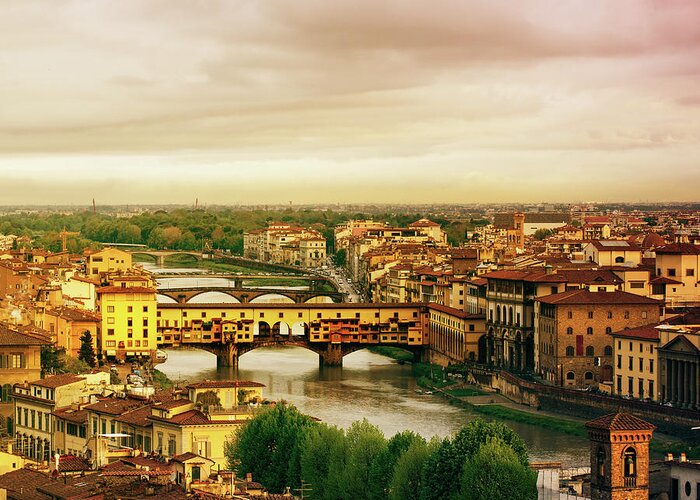 Scenics Greeting Card featuring the photograph Florence, Ponte Vecchio #3 by Deimagine