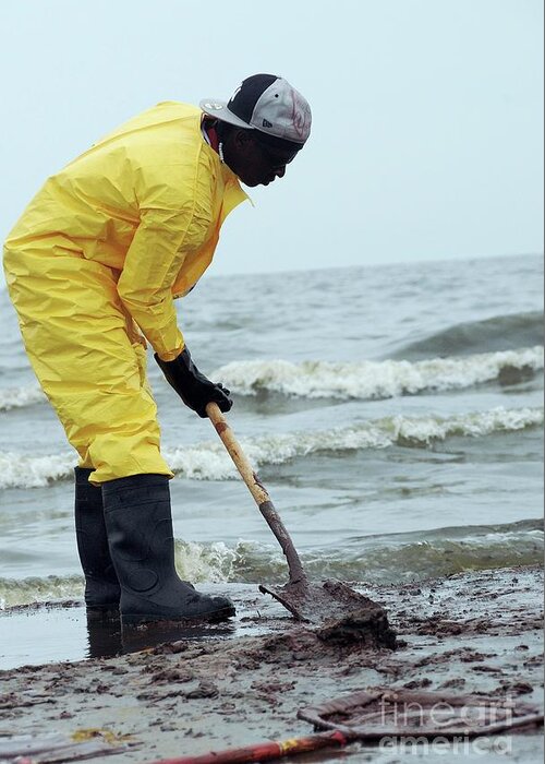 Accident Greeting Card featuring the photograph Gulf Of Mexico Oil Spill Clean-up #3 by U.s. Coast Guard/science Photo Library