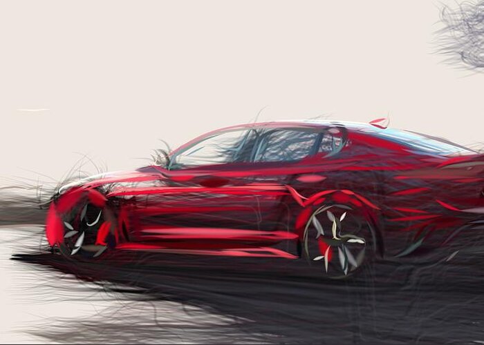 Kia Greeting Card featuring the digital art Kia Stinger GT Drawing #4 by CarsToon Concept