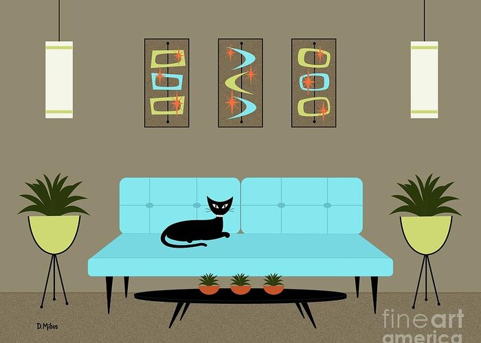 Mid Century Modern Greeting Card featuring the digital art Mini Mid Century Shapes by Donna Mibus