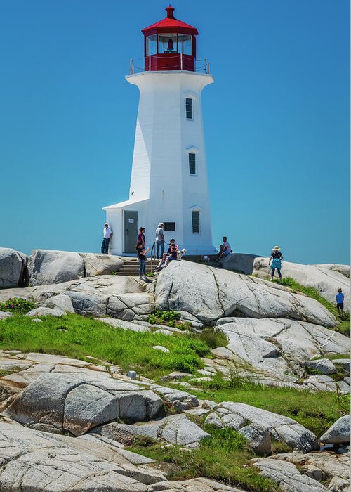 Peggy's Cove Greeting Card featuring the digital art Peggy's Cove Lighthouse #3 by Ken Morris