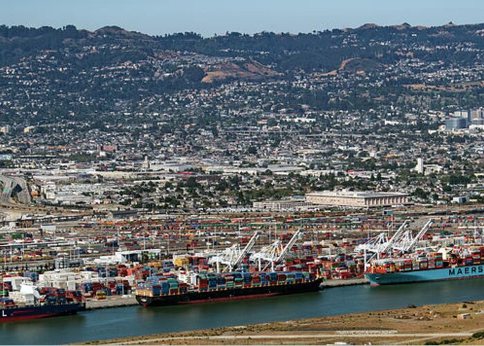 Port Of Oakland Greeting Card featuring the photograph Port of Oakland Aerial Photo by David Oppenheimer