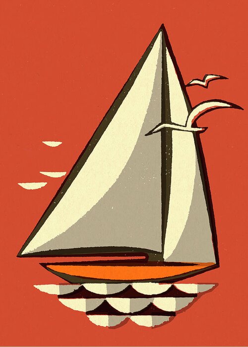 Activity Greeting Card featuring the drawing Sailboat #3 by CSA Images