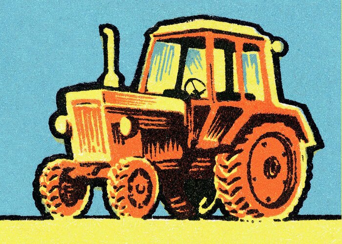 Agriculture Greeting Card featuring the drawing Tractor #3 by CSA Images