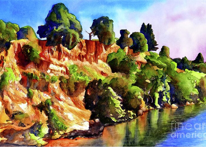 Fair Oaks Bluff Greeting Card featuring the painting #393 Sunrise Recreation Area #393 by William Lum