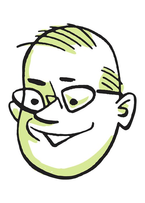 Accessories Greeting Card featuring the drawing Smiling Man in Eyeglasses #4 by CSA Images