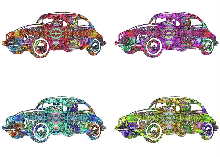 4 Vw's Greeting Card featuring the mixed media 4 Vw's by Dean Russo