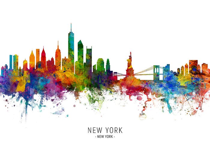 New York Greeting Card featuring the photograph New York Skyline by Michael Tompsett