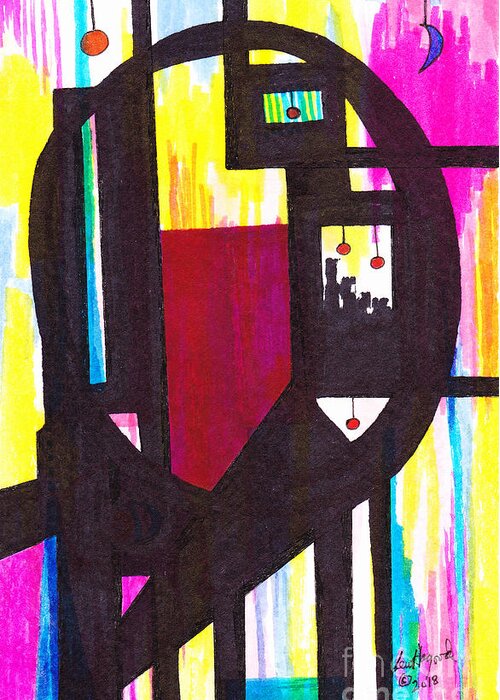 Abstract Greeting Card featuring the mixed media 46.AB.7 Abstract by Lew Hagood