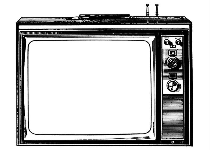 Audio Visual Greeting Card featuring the drawing Television #49 by CSA Images