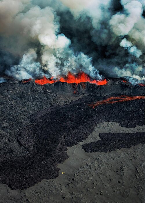 Extreme Terrain Greeting Card featuring the photograph Eruption, Holuhraun, Bardarbunga #5 by Arctic-images