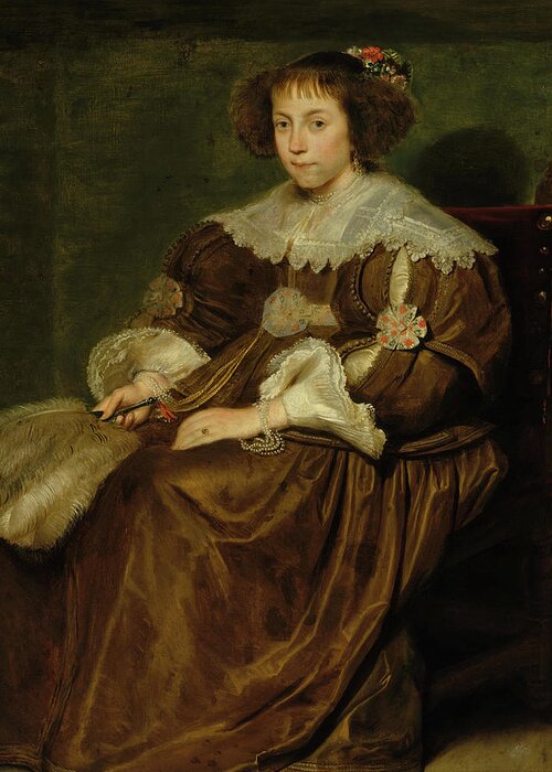 Cornelis De Vos Greeting Card featuring the painting Portrait of a Young Woman. #5 by Cornelis De Vos