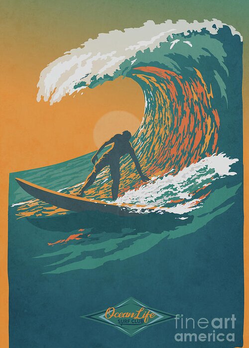 Surfer Greeting Card featuring the digital art Ocean Life by Sassan Filsoof