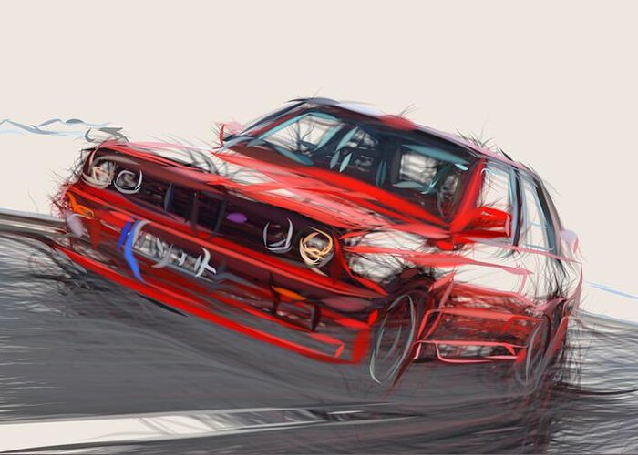 Bmw Greeting Card featuring the digital art BMW E30 Draw #6 by CarsToon Concept